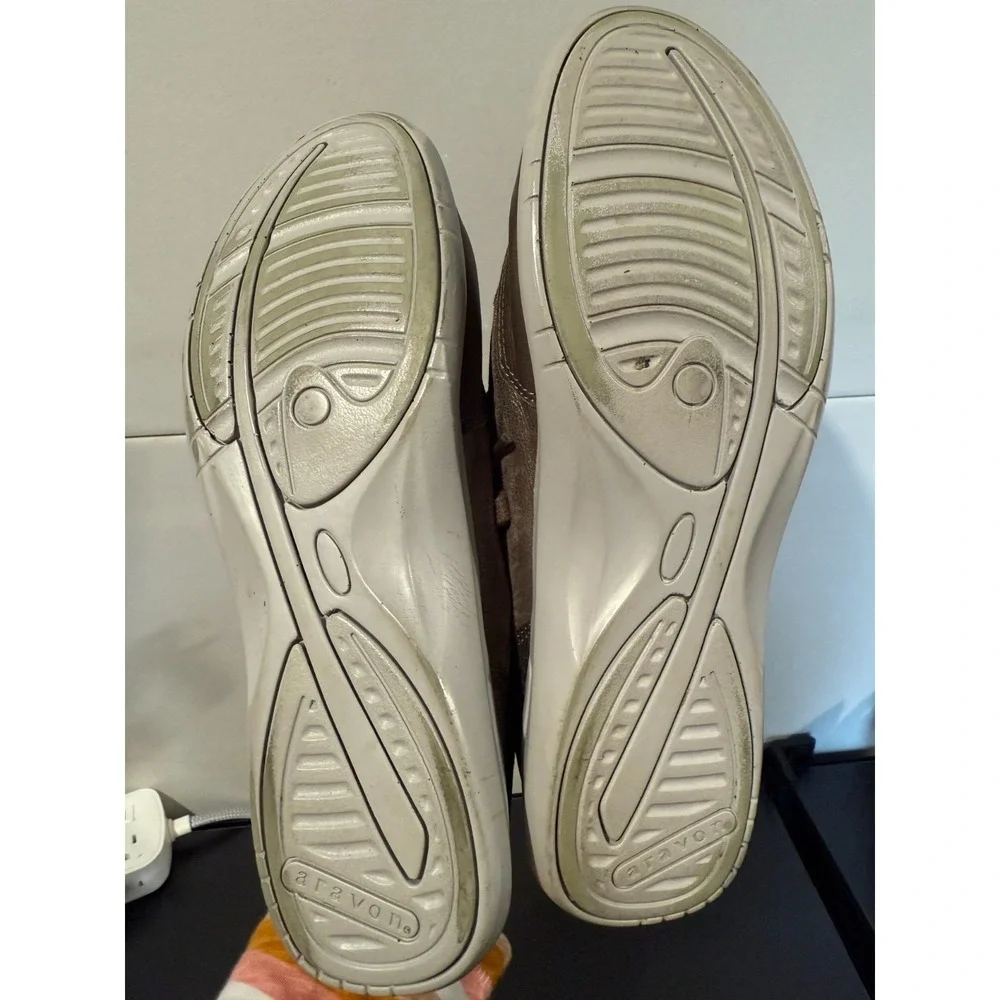 Aravon Leather Lace Up Walking Sneakers Women Sz 10 Metallic Brown‎ Shoes